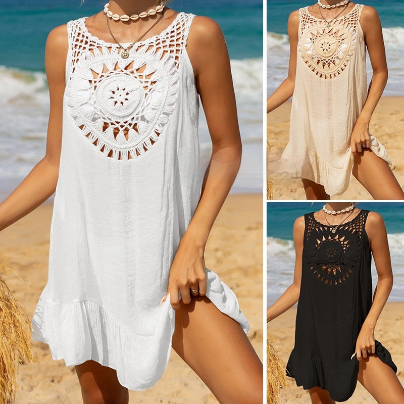 Crochet Patchwork Cloth Skirt Beach Bikini Smock Dress