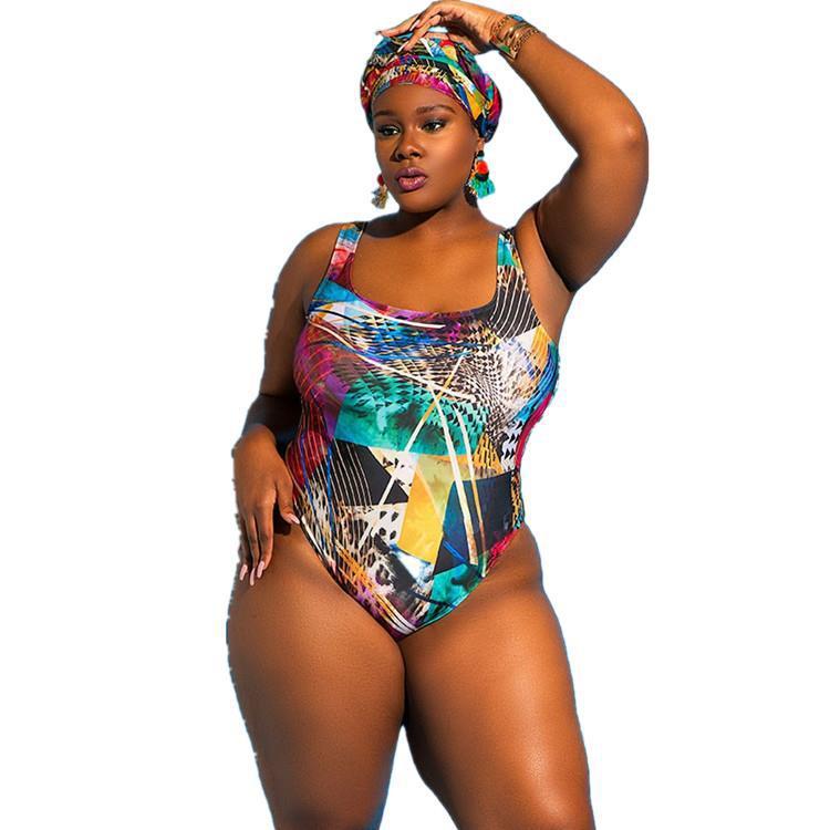 Ladies One-piece Swimsuit Graffiti Printed Bikini Plus Size Bikini