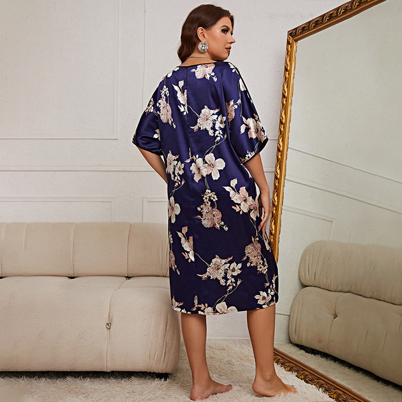 Plus Size Women's Mid-length Dress With Prints