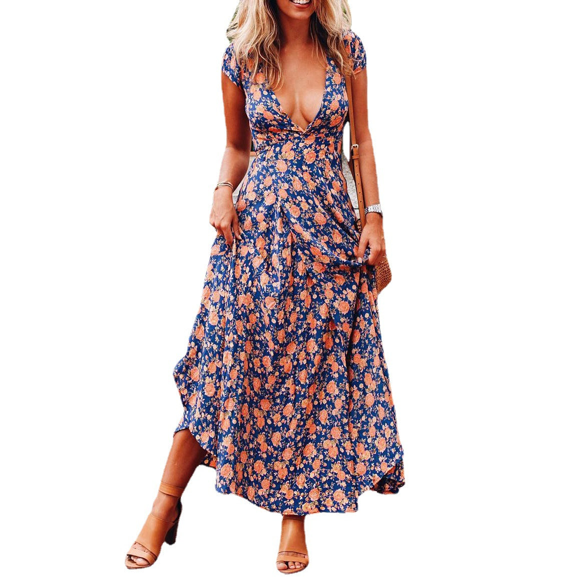 V-neck Small Floral Dress