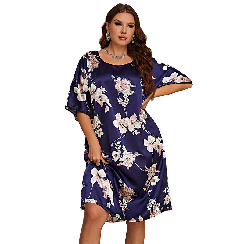 Plus Size Women's Mid-length Dress With Prints
