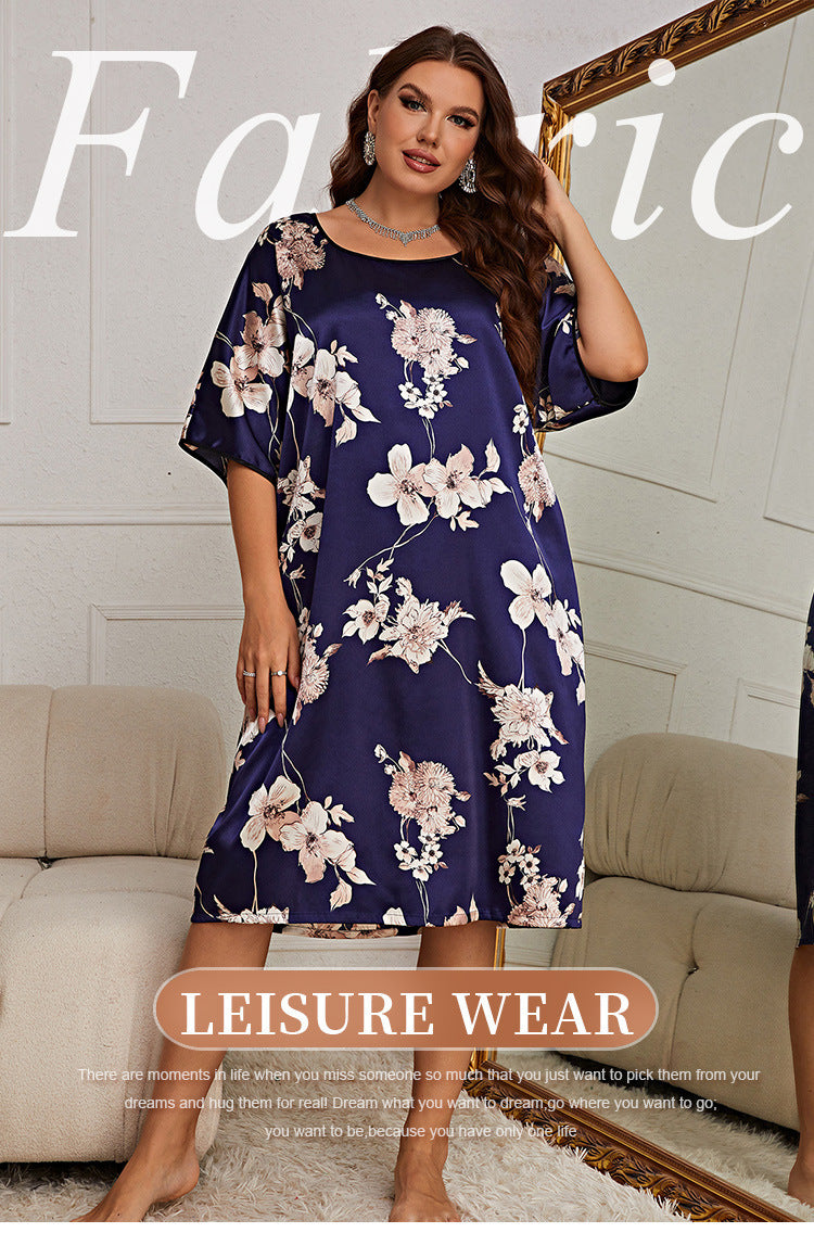 Plus Size Women's Mid-length Dress With Prints