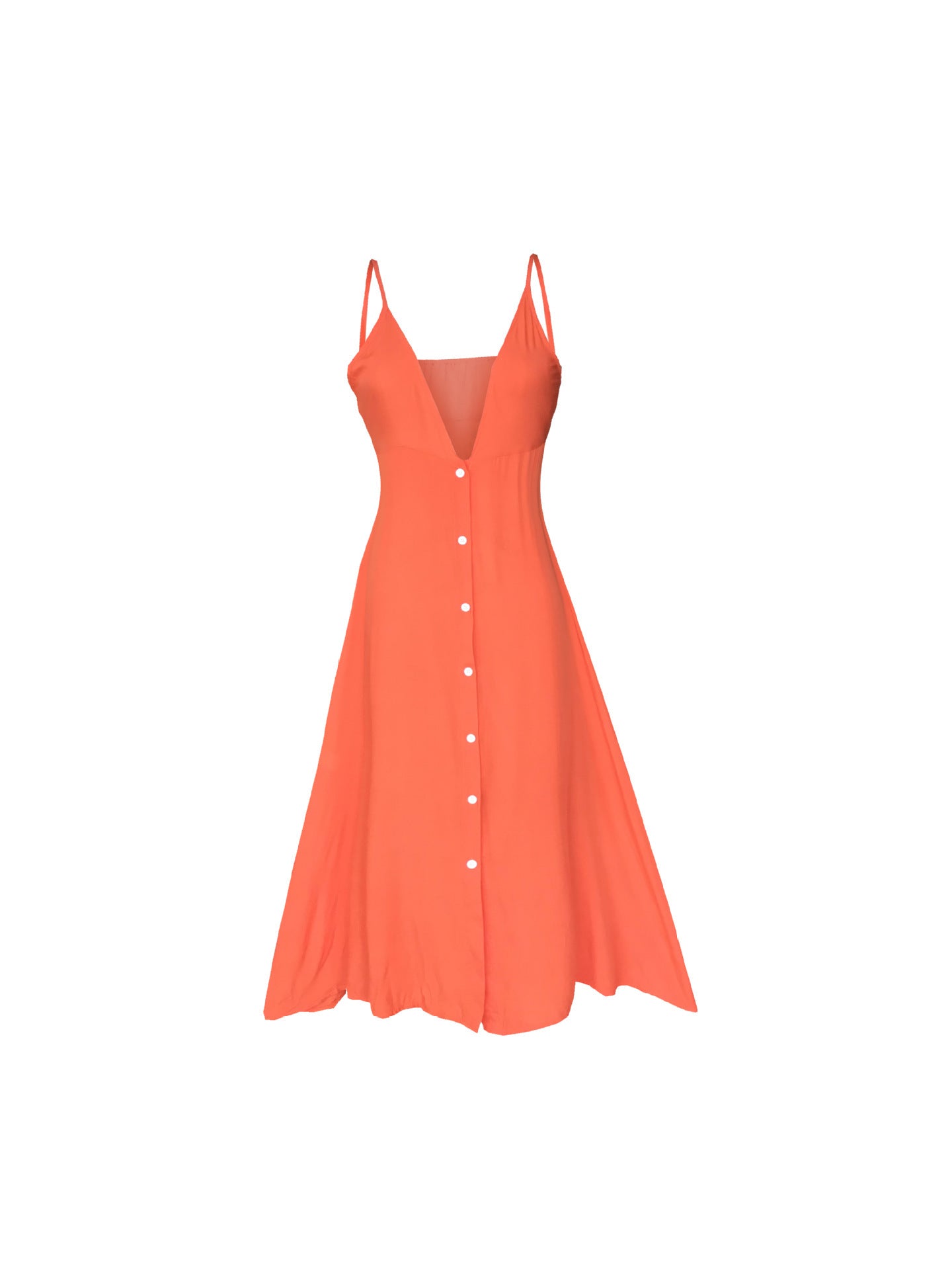 Women's Sling Depth V-neck Buttons Backless Dress