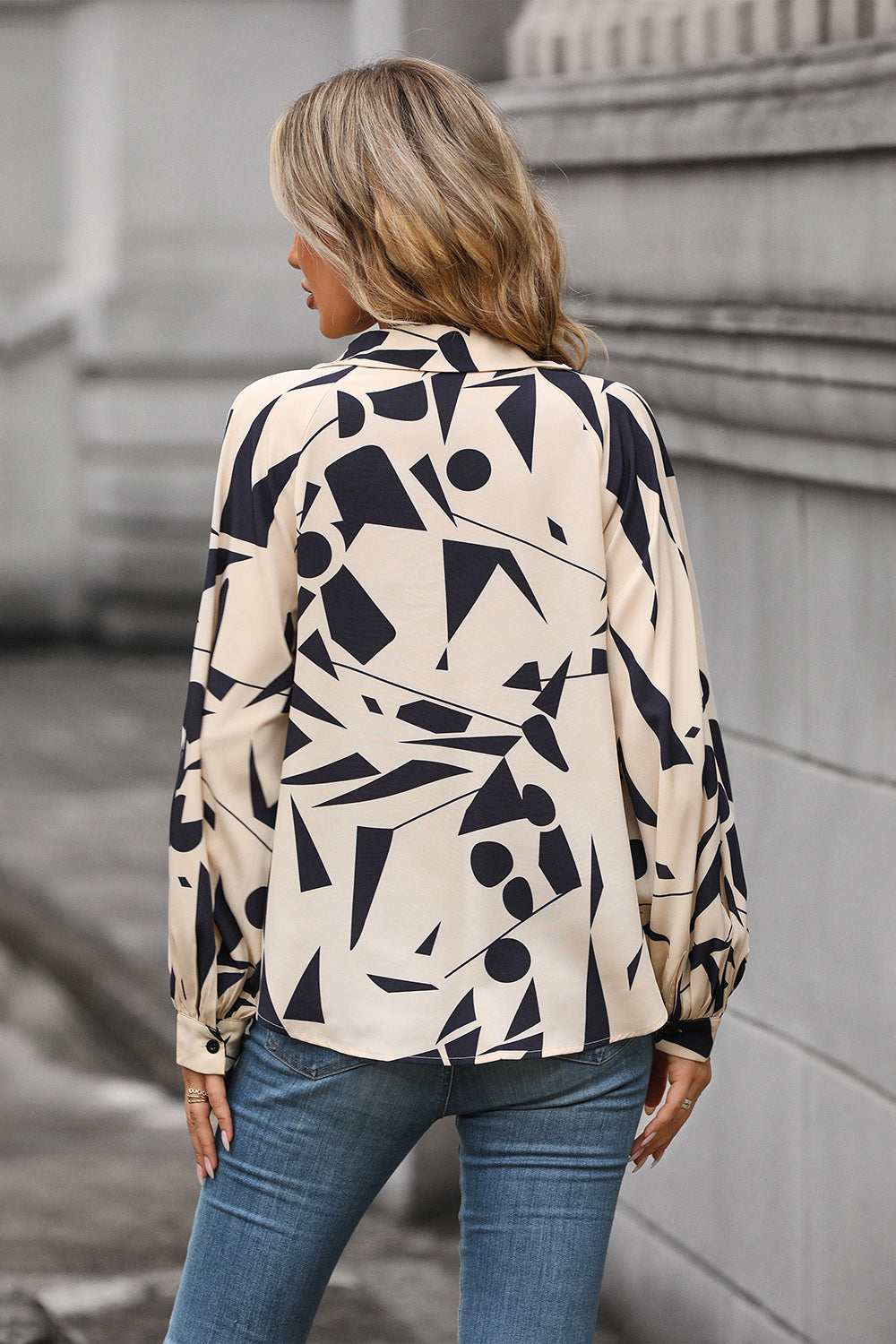 Fun long sleeve printed blouse