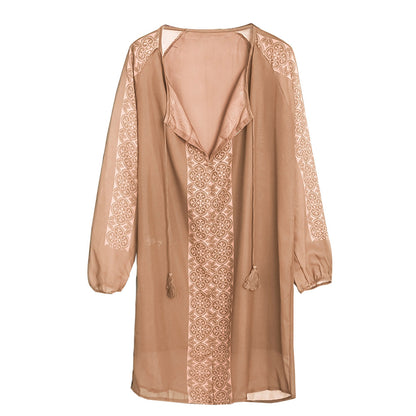 Chiffon Stitching Long Sleeve Loose Plus Size Top