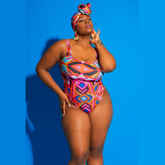 Ladies One-piece Swimsuit Graffiti Printed Bikini Plus Size Bikini