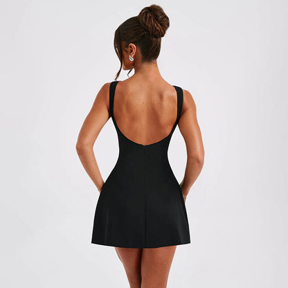 European And American Style Backless Underwaist Basic Style Dress