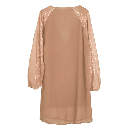 Chiffon Stitching Long Sleeve Loose Plus Size Top